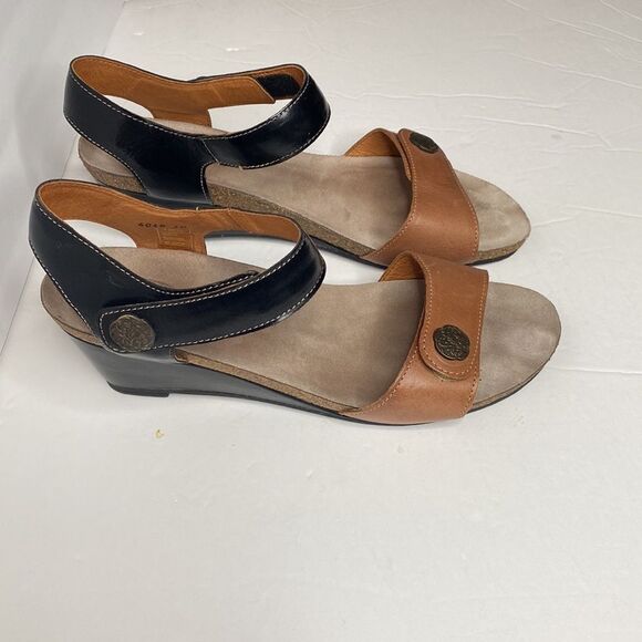 Taos  Festival Open Toe  Wedge Sandal Black Brown Size EU 42 - Picture 4 of 10